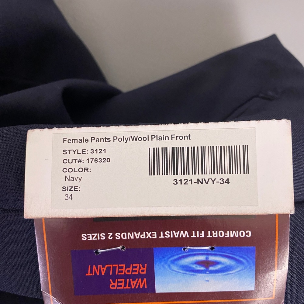 Vintage Louis Martin Dress Pants Women's Plus 34 Navy Blue Wool Blend Water NEW - Picture 3 of 13